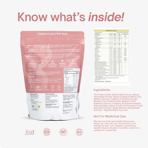 Image of Women's Plant Protein | 24g Protein per Serve | Pack of 3 (1.5kg) + Shaker | Real Vanilla Flavor | Vegan Pea Protein Isolate | No Bloating, Easy to Digest | 6 Natural Antioxidants | Safe | Sweetened with Monk Fruit | For the Everyday Woman