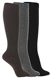 WOWFOOT Women's Knee High Socks Luxury Cotton For Girl Stylish Design Fun (C-Ribbed Type - 3pair) On