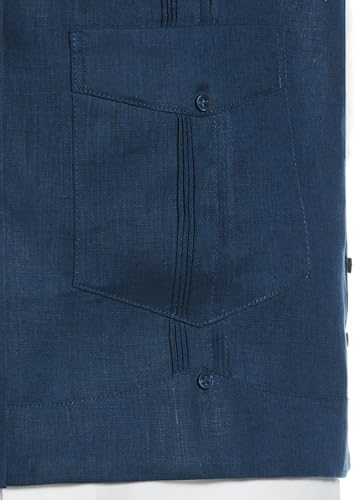 Cubavera Men's 100% Linen Four-Pocket Long Sleeve Guayabera Shirt, Pintuck Detail, Relaxed Fit (Available in Big & Tall)