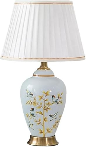 DFAEEKIYO Modern Simple Chinese Style Hand-Painted Ceramic Table Lamp Creative(Push Button Switch)