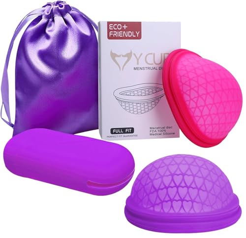 Asheyya Menstrual Disc, Reusable Period Disc, Medical-Grade Silicone Flat-Fit Cup, Soft & Comfortable Menstrual Pad Alternatives for Women (S+L)