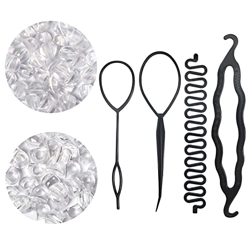 80 pcs Perles de Tressage de Cheveux avec 4 Plastique Crochet, Dreadlocks Accessoires Décoratifs Pendentif de Cheveux Tressés Transparents Pour Bricolage sac de Rangement de Sangle de Coiffure Cover