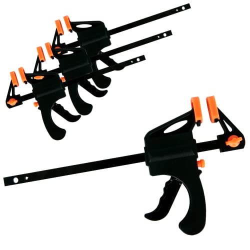 ZENO 4 Inch Ratchet Bar Clamps | 4 Pack | Black | Heavy Duty | One Handed Trigger Release | Non-Marking Jaws | Ideal for Woodworking, Carpentry & DIY Projects