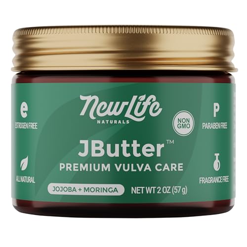 NewLife Naturals JButter Vulva Balm Butter - Menopause Support, Postpartum Essentials, Intimate Skin Care Feminine Dryness Itching Irritation - All Natural Vulva Moisturizer Women Estrogen Free - 2oz