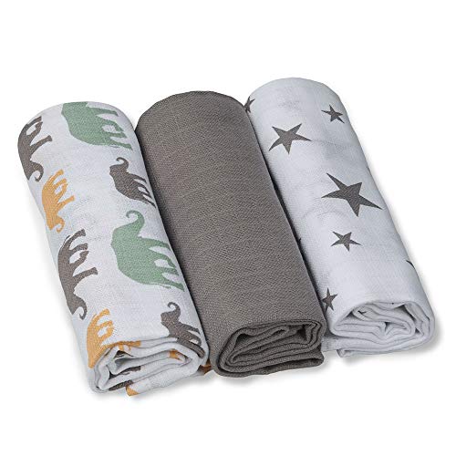 GRÜNSPECHT Mullwindeln 70x70cm aus 100{600b6c3422f1a56f230d31fa8db60a1c86942e28f000539a10fbbecc11d22dfa} Baumwolle, Spucktücher, ohne optische Aufheller, hautfreundlich & saugstark, 3 Stück, grau, Sterne, Elefanten (1500-V5) GRÜNSPECHT Mullwindeln 70x70cm aus 100{600b6c3422f1a56f230d31fa8db60a1c86942e28f000539a10fbbecc11d22dfa} Baumwolle, Spucktücher, ohne optische Aufheller, hautfreundlich & saugstark, 3 Stück, grau, Sterne, Elefanten (1500-V5)
