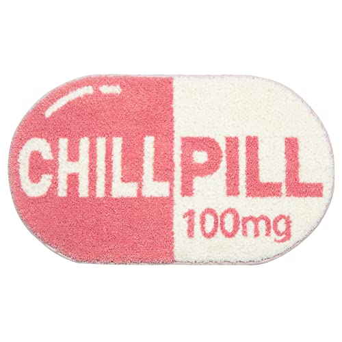 RORA Bathroom Rugs Funny Cute Chill Pill Bath Mat Small