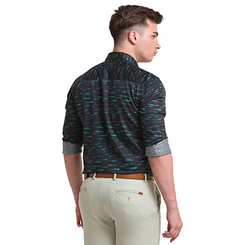 Image of Park Avenue Men's Pure Cotton Print Pattern Slim Fit Cut Away Collar Full Sleeve Casual Shirt