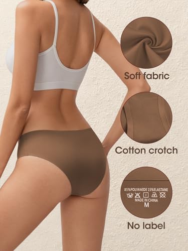 Image of AIVEITE Women's Seamless Underwear No Show Bikini Panties Cheeky Low Rise Breathable Silky Invisible Briefs 6 Pack