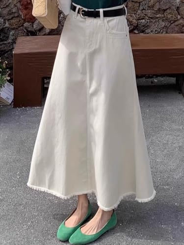 Onwhite Denim Skirt for Women in Spring and Autumn Waist Slim Midlength Hip Fishtail2