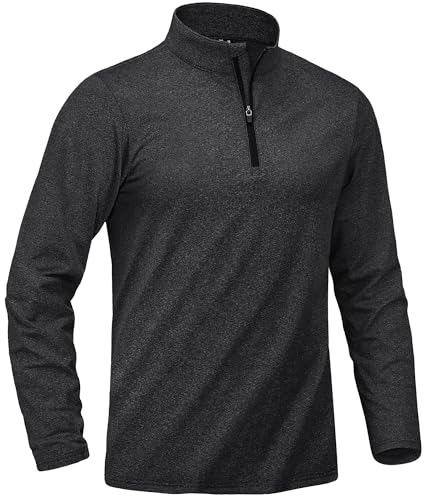 KEFITEVD Sweatshirts for Men UK Long Sleeve Sports Top Fleece Lining Half Zip Pullover Tactical Shirt,Black,3XL
