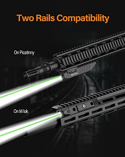 TOUGHSOUL 1450 Lumen Tactical Flashlight Green Laser Sight Combo, Picatinny Rail MLOK Mounted Rechargeable Rifle Light