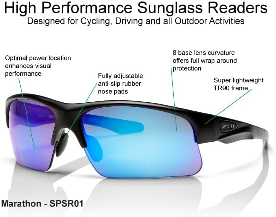 SAV Eyewear Men's Marathon SPSR01 Blue Revo 2.50 Rectangular Sunglasses, 139mm + 2.5 image 4 of 4 B0BFFWR96N