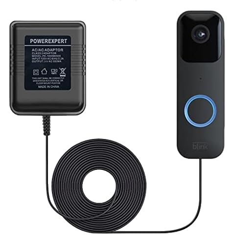 JEDELEOS Doorbell Transformer, 24V Transformer for Blink Doorbell, Power Adapter for Google Nest, Eufy, Wyze, Arlo Video Doorbell, 315" Long Cable 24 Volt 500mA Transformer (Black) Cover