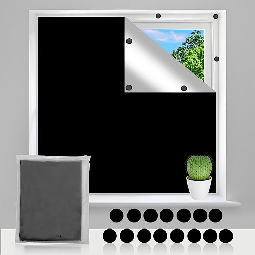 Tela Oscurecedora Ventana Portátil, 145x100cm Pegado Adecuado para Ventanas Tela Oscurecedora con...