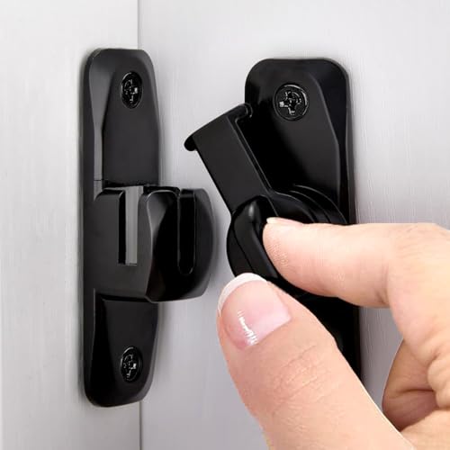 ZiYuya Loquet de porte basculant à 90/180 degrés, loquets de porte de grange à angle droit en alliage de zinc, quincaillerie de serrure de porte pour armoires, salle de bain, fenêtre, jardin (noir)