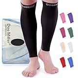 Doc Miller Calf Compression Sleeve 1 Pair 15-20 mmHg Support (Black, Large)