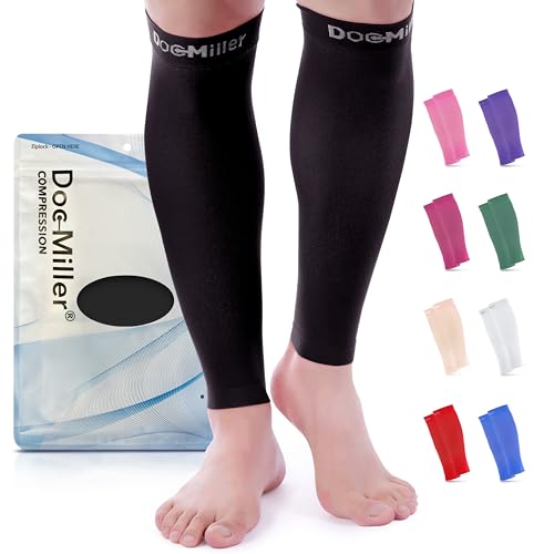 Doc Miller Compression Calf Sleeve for Men & Women – 15-20mmHg Graduated Support, Shin Splint Relief, Running & Sports Recovery, Knee High Calf Sleeves, 1 Pair