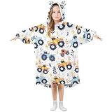 Manta de gran tamaño con capucha para niñas, diseño de amapolas, camión monstruo, manta para niños, suave y cálida sudadera con capucha de forro polar, multicolor, 170 Grande