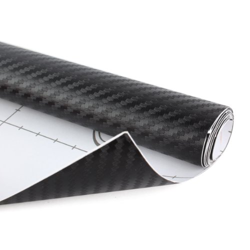 UNIQUEBELLA 3D Carbon Fiber Vinyl Wrap 5ft x 1.6ft (152cm x 50cm) Flexible Twill-weave Rolls Sticker for Car Vehicle, Motorcycle, Apple iPhone iPad DIY Decor Sticker etc, Black