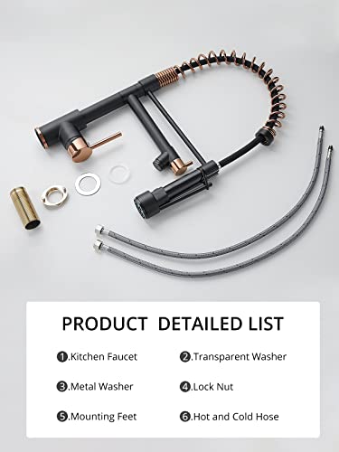Black Kitchen Faucet,Matte Black Kitchen Faucet With Pull Down Sprayer Aimadi Commercial Single Handle Single Hole Rose Gold Kitchen Sink Faucets #TOP4