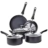 Amazon Basics Non Stick Kitchen Cookware 8-Piece Set, Non-Induction, Includes Pots and Pans, Black