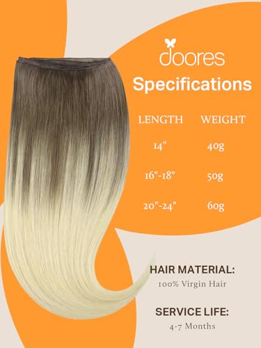 Image of DOORES Weft Hair Extensions Virgin Human Hair, 24 Inch Ombre Ash Brown to Platinum Blonde 60g, Genius Sew in Weft Sew in Hair Extensions Remy