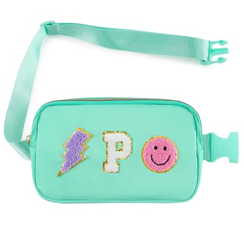 Image of PainZieteg Fanny Pack for Girls Chenille Letter Belt Bag Crossbody for Kids | Preppy Nylon, Waterproof, Gold-Plated Zipper, Adjustable Strap, Birthday Christmas Easter Gifts for 4-13 Year Old Teen Girls