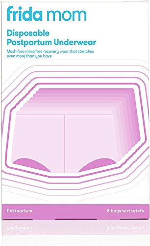 Frida Mom Postpartum Disposable Knickers | 100% Cotton, Microfibre Boyshort Cut Knickers with Super Soft, Stretchy and Breathable Fabric | Size Petite, 8ct