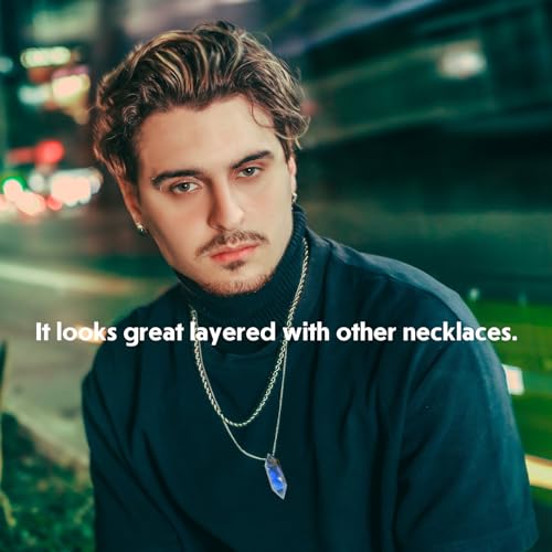 Image of Runyangshi Labradorite Healing Crystal Pendants, Double Pointed Natural Crystal Quartz Necklace 6 Faceted Chakra Crystal Wand Stone