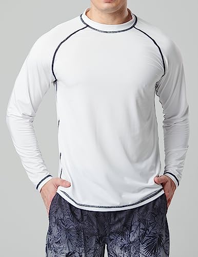 2 Pack Men's Sun Protection Long Sleeve Swim Shirts UPF 50+ Loose Fit Rash Guards Fishing Quick Dry Clothing