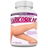 VARICOSOLVE The Natural Varicose Vein and Spider Vein Relief. Improve Circulation. Triple strength (1900 mg). 60 Tablets