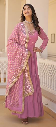 Image of Wedani Georgette Sequins Embroidered Work Anrakali Kurta Set for Women