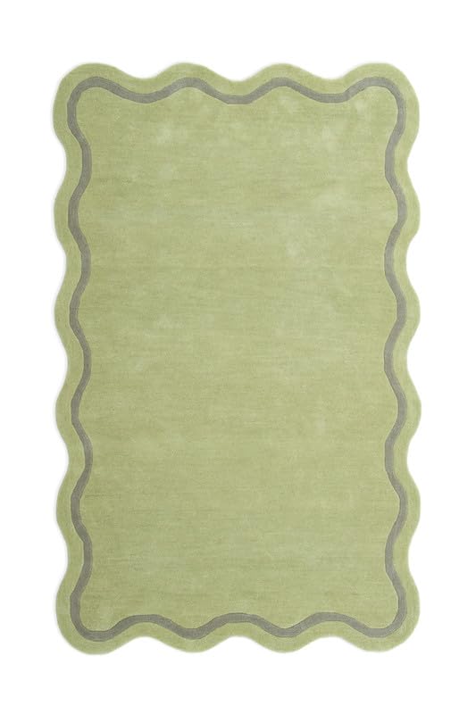 Tapete de Lana Hecho a Mano 3x5 Ft Verde Lima