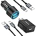 Fast Charger Kit, Compatible for LG Stylo 4/V40 ThinQ/V35 ThinQ/V30/V20/G8 ThinQ/G7 ThinQ/G6, Type C Wall Charger + Dual USB Rapid Car Charger, Quick Charge 3.0 Charger Set with 2 Type C Cords 3.3ft