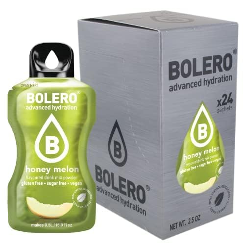 Bolero HONEY MELON 24x3g | Dryckespulver utan socker, sötat med stevia + vitamin C | lämpligt för barn, idrottare och diabetiker | glutenfri och veganskvänlig