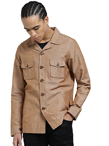 Image of JACK & JONES Men's Standard Length Solid Slim Fit Notch Lapel Collar Jacket