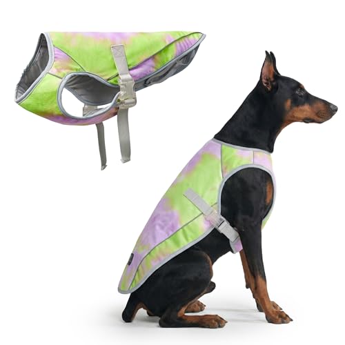 Image of Spark Paws Dog Cooling Vest - SPF 50 UV Sun Protection - Summer Heat Relief Gear for Dogs, Lightweight, Evaporative Cooling - Dog Anxiety Relief Vest During Hot Days - Neon Purple - Size 3XL