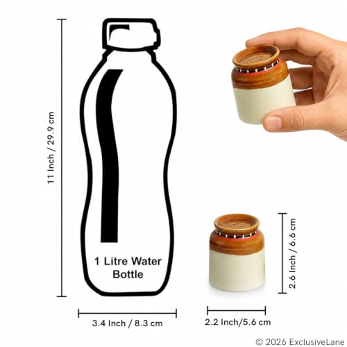 Image of ExclusiveLane 'Old Martaban' Ceramic Salt Pepper Set for Dining Table with Iron Holder (80 ML, Set of 2) | Salt and Pepper Container for Dinning Table Salt and Pepper Dispenser Salt and Pepper Shaker