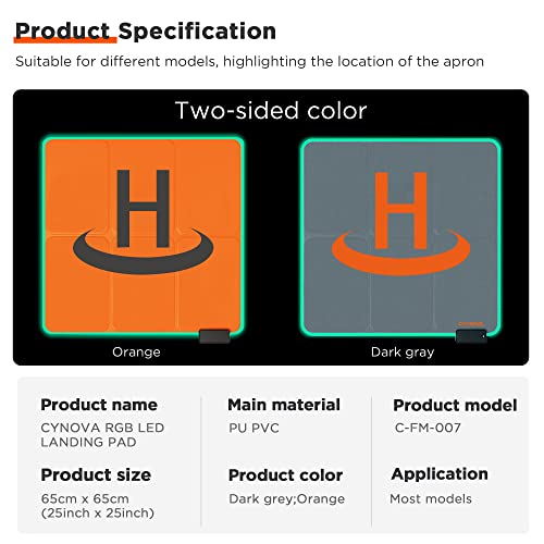 Cynova Drone Landing Pad With Led Lights For Dji Mini 3 Pro | Mavic Air 2 | Air 2S | Mavic Mini 2 3, Fast-Foldable Helipad For Dji Avata/Mavic 3/Zoom | Dji Fpv | Drone Accessories (65Cm) #TOP5