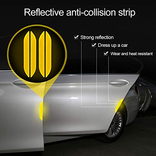 LOCEN Universal Car Reflective Strips,Wheel Eyebow Warning Safety Reflector Sticker, U-Type Door Edge Protection for Vehicle Household Appliances Truck - 4 Packs - White