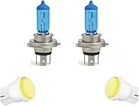 Kit Par Lâmpadas Super Branca H4 8500k + Par Pingo Led T10