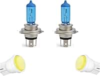 Kit Par Lâmpadas Super Branca H4 8500k + Par Pingo Led T10