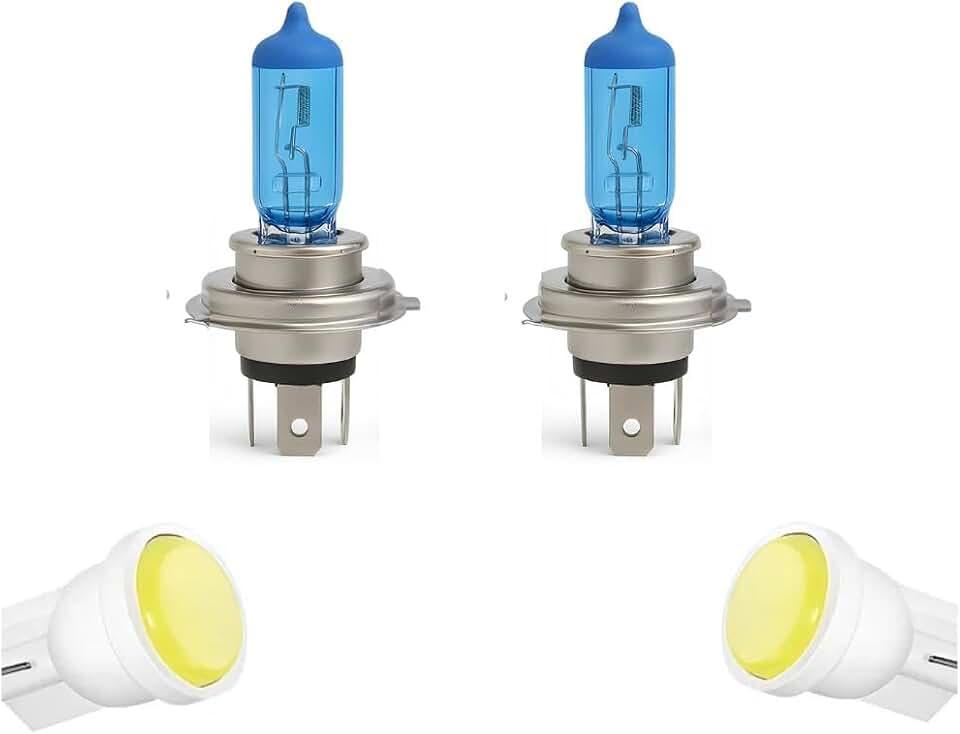 Kit Par Lâmpadas Super Branca H4 8500k + Par Pingo Led T10