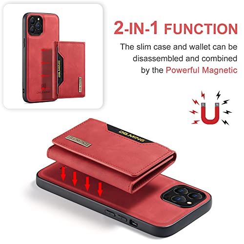Szhaiyu Leather Wallet Phone Cases Compatible With Iphone 14 Pro Max Case With Card Holder Men 6.7'' 2 In 1 Detachable Back Cover (Red, Ip 14 Pro Max) #TOP4