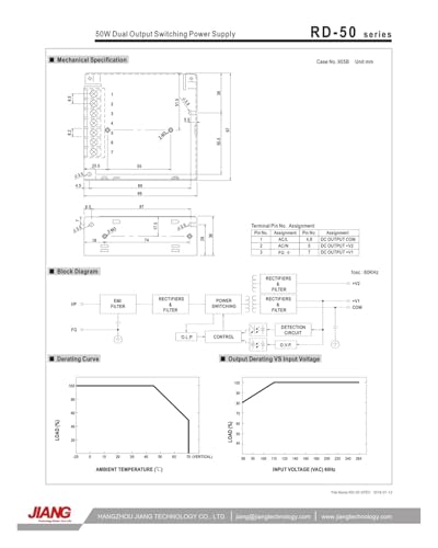 Alimentation à découpage RD-50A Mean Well double sortie AC-DC 5V 12V
