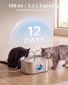 SohoTeco 3.2L/108oz Stainless Steel Cat Water Fountain Pet Fountain — photo 5 of 6