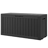NBYSGO Outdoor Storage Box, Resin Deck Boxes Indoor and outdoor, Waterproof Storage Box Lockable Lid (Black, 75 Gallon)