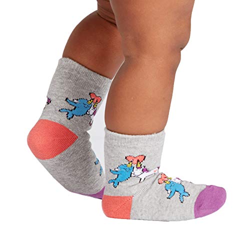 Sock It to Me, Toddler Children's Crew Socks: Great Horns Think Alike - Grey Heather - Fits Kids Ages 1-2