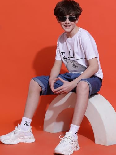 Image of Li'l Tomatoes Boys Cotton T-Shirt | Graphic Printed Half Sleeve Casual Summer Wear | Soft & Breathable | 9-16 Years