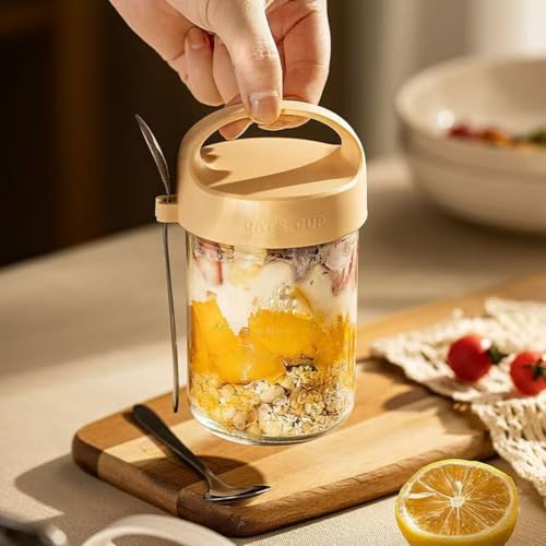Bocaux à avoine réutilisables 430ml avec couvercle yaourt
